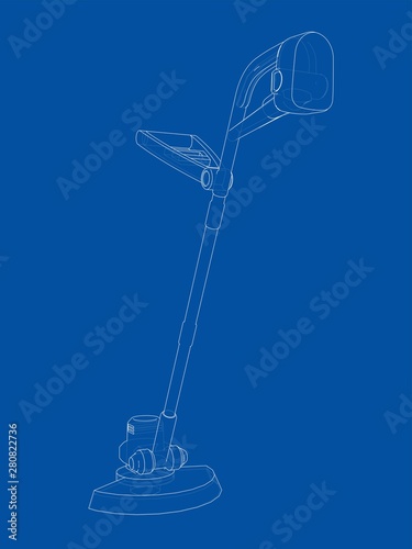 Outline trimmer grass cutter. Vector