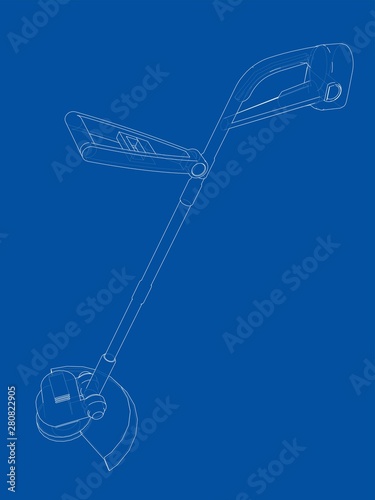 Outline trimmer grass cutter. Vector
