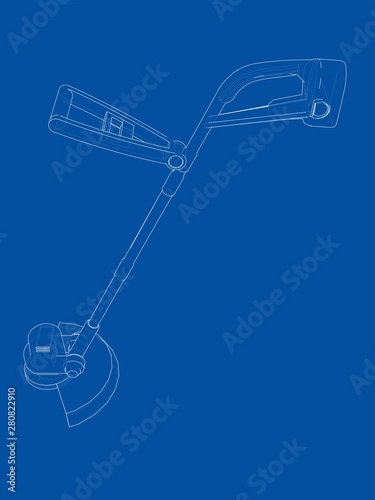 Outline trimmer grass cutter. Vector
