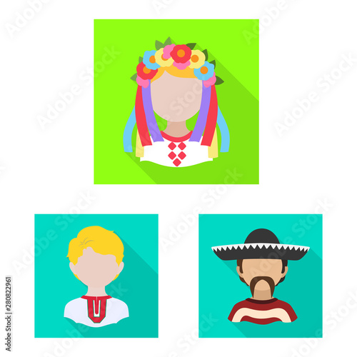 Vector illustration of nation and race symbol. Collection of nation and user stock vector illustration.