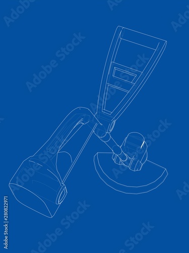 Outline trimmer grass cutter. Vector