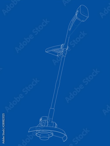 Outline trimmer grass cutter. Vector