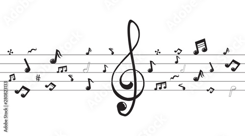 music scale logo design. music note sign or symbol. musical scale icons. illustration element vector photo