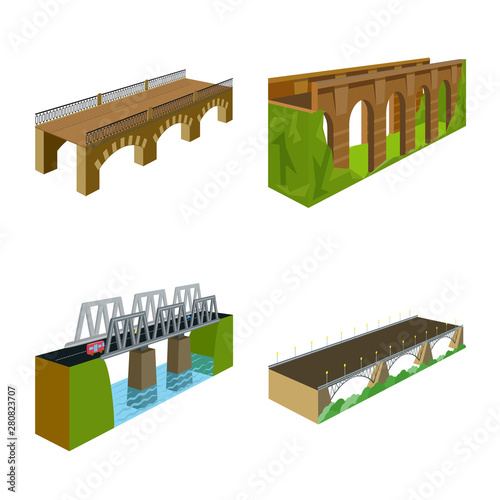 Vector illustration of bridgework and architecture icon. Collection of bridgework and structure stock vector illustration.