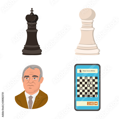 Vector illustration of chess and game icon. Collection of chess and strategy stock symbol for web.