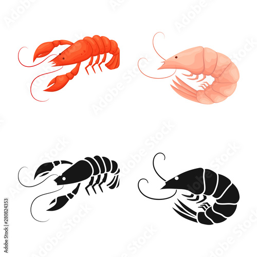 Vector design of appetizer and ocean logo. Set of appetizer and delicacy vector icon for stock.