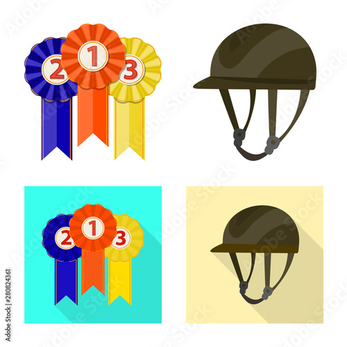 Vector design of equipment and riding icon. Set of equipment and competition stock vector illustration.