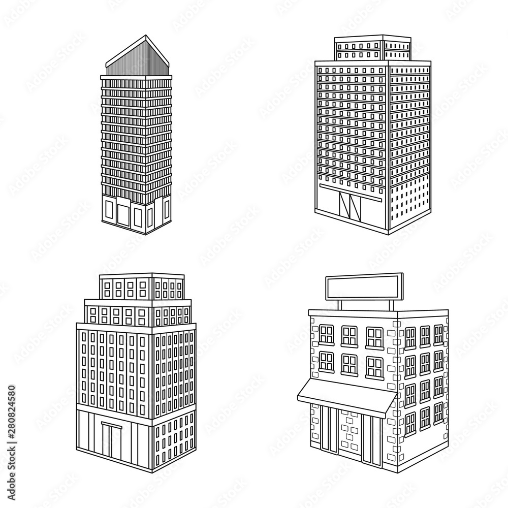 Isolated object of home and apartment icon. Collection of home and modern stock symbol for web.