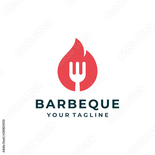 Fork and fire logo design vector.