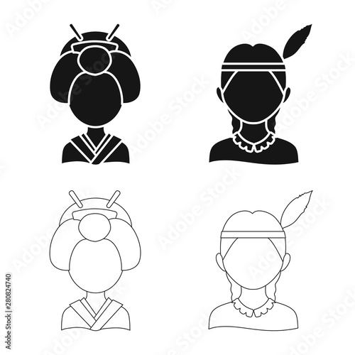 Vector design of imitator and resident sign. Set of imitator and culture stock vector illustration.