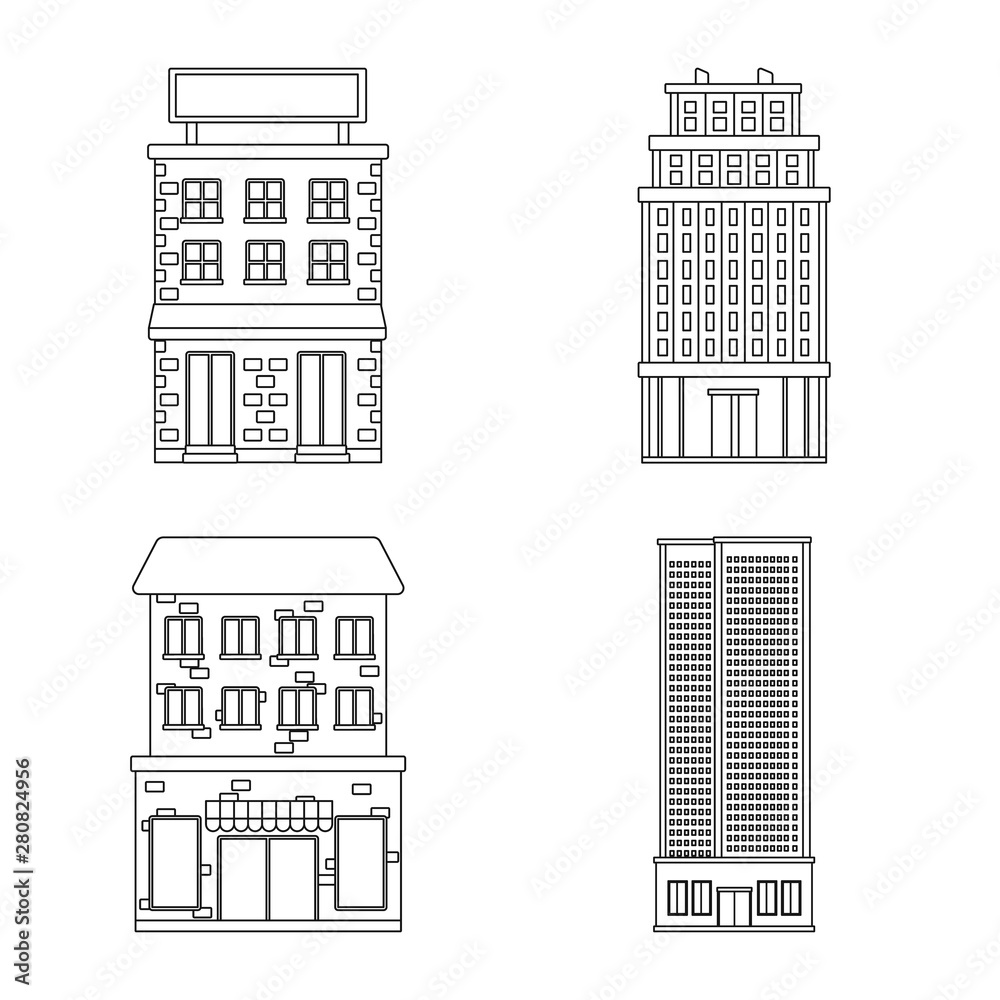 Vector illustration of architecture and exterior symbol. Collection of architecture and city vector icon for stock.
