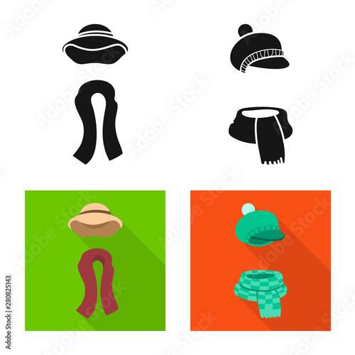 Vector design of clothes and texture sign. Set of clothes and weather stock symbol for web.