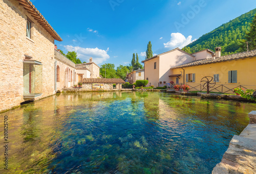 Quadro su tela Rasiglia (Italy) - A very little stone town in the heart of Umbria region, named Village of streams or little Venice for the torrent and waterfalls that cross the historical center