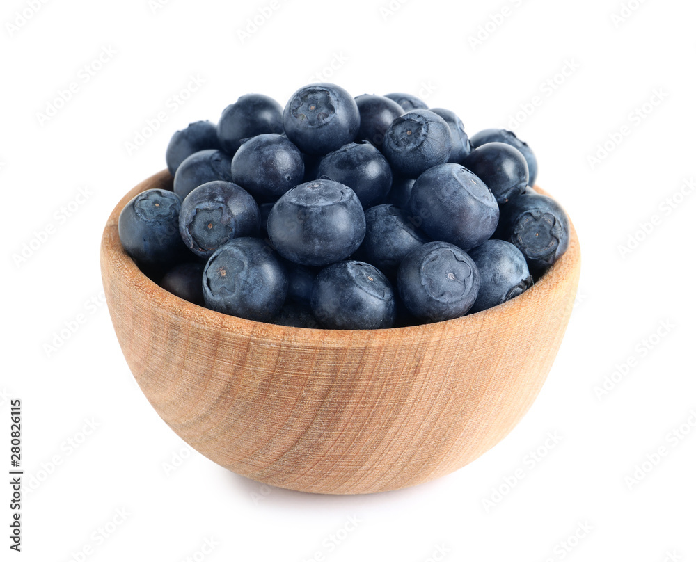Bowl of fresh raw blueberries isolated on white Bowl of fresh raw blueberries isolated on white