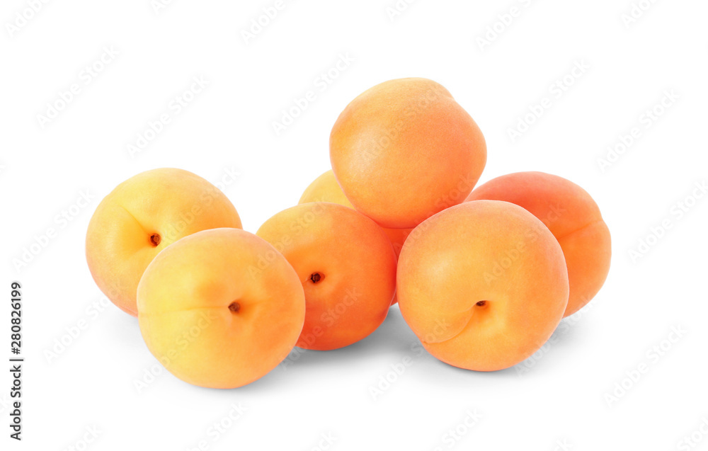 Delicious ripe sweet apricots isolated on white Delicious ripe sweet apricots isolated on white