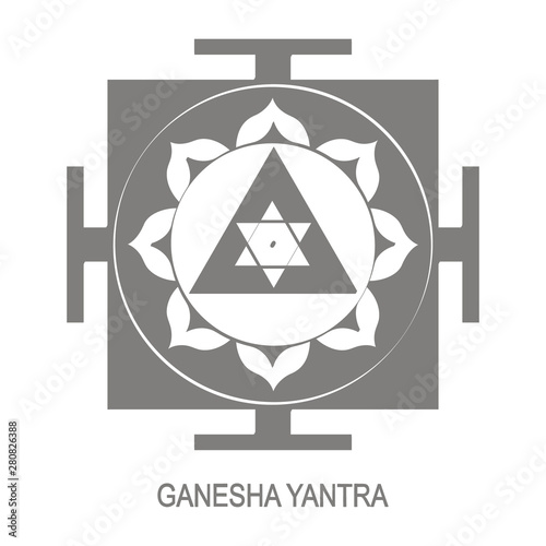 Vector icon with Ganesha Yantra Hinduism symbol