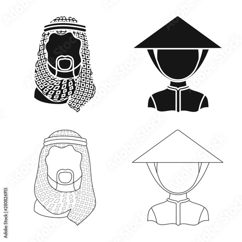 Isolated object of imitator and resident icon. Set of imitator and culture stock vector illustration.