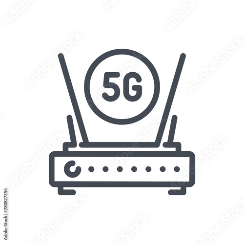 5G router line icon. Vector outline sign.