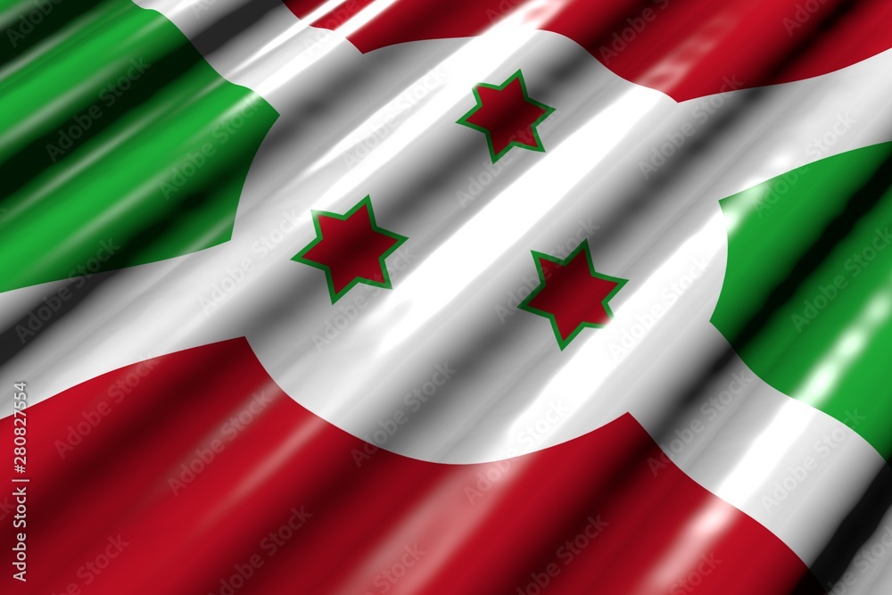pretty any feast flag 3d illustration. - shining - looking like plastic flag of Burundi with big folds lie diagonal pretty any feast flag 3d illustration. - shining - looking like plastic flag of Burundi with big folds lie diagonal