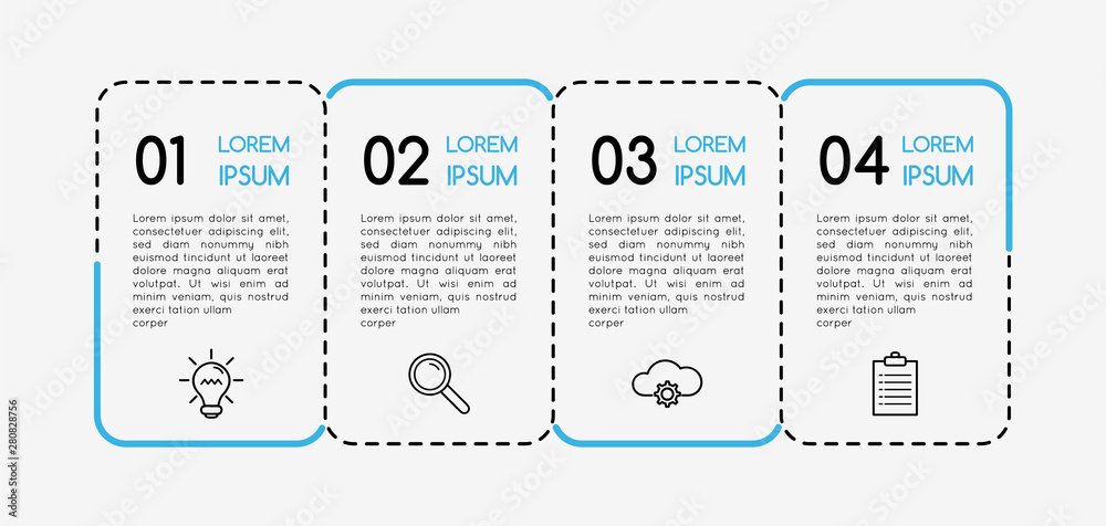 Infographic with business icons. 4 options. Vector