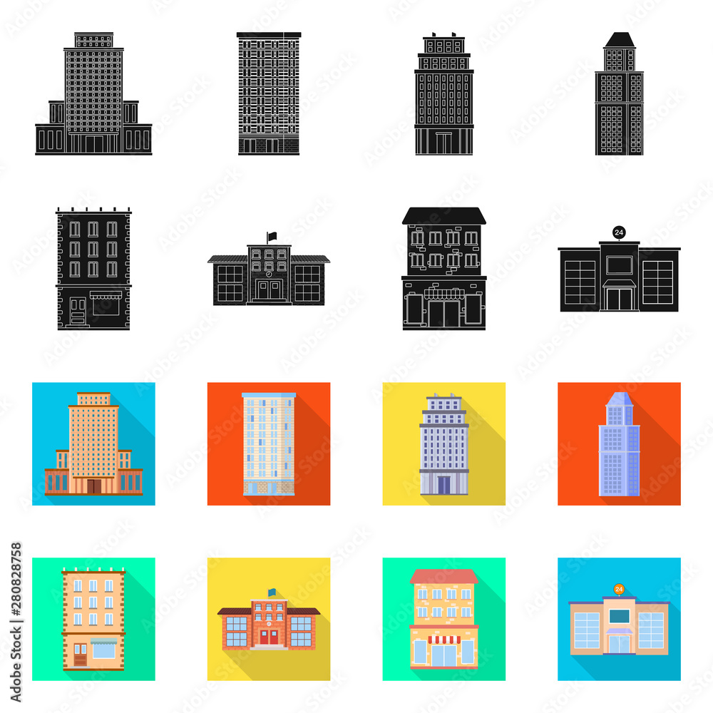 Vector design of municipal and center icon. Set of municipal and estate vector icon for stock.