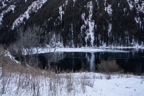 Mountain lake in winter