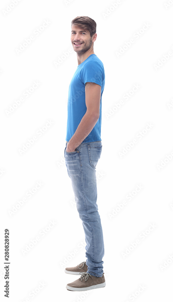 side view . modern young man in jeans. side view . modern young man in jeans.