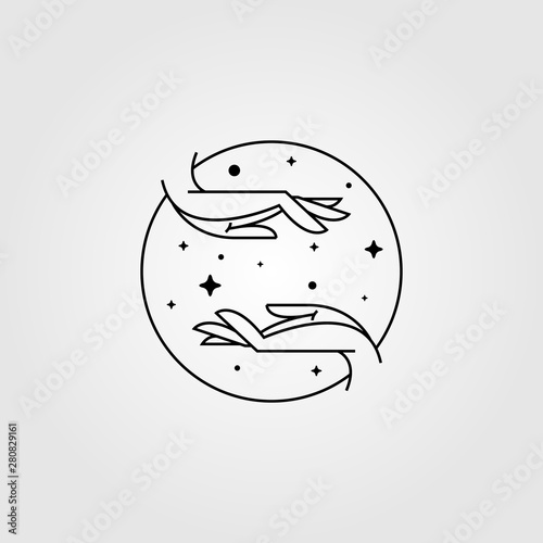 minimalist hands and night line art symbol