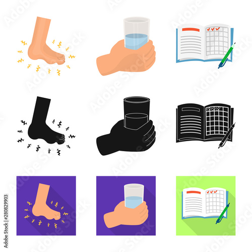 Vector design of diet and treatment icon. Set of diet and medicine stock symbol for web.