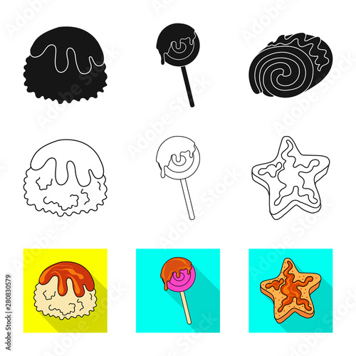 Isolated object of confectionery and culinary icon. Set of confectionery and product vector icon for stock.