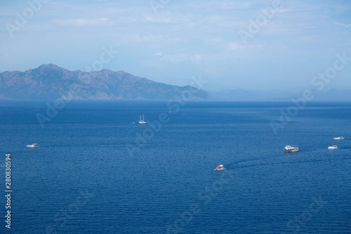 blue sea sailing ships with tourists in the summer © saulich84