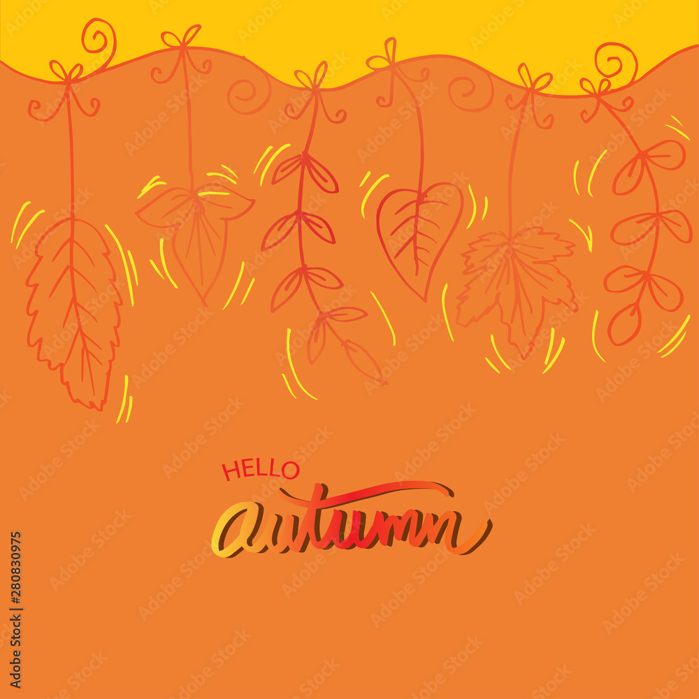 Hello autumn hand lettering. Greeting card. Hello autumn hand lettering. Greeting card.