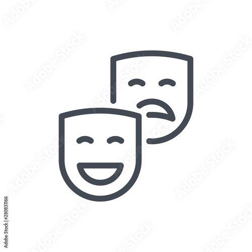 Theatre masks line icon. Vector outline sign.
