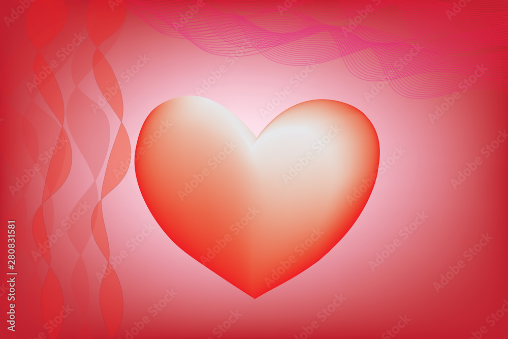 Red heart in illustration design for Valentine day, Heart day, and love concept