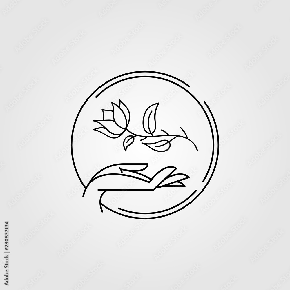 minimalist botanical and hand logo minimalist botanical and hand logo