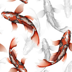 Canvas schilderij Japanse stijl patronen Kleurrijke koi karpers in Japanse stijl  © Svitlana Belinska