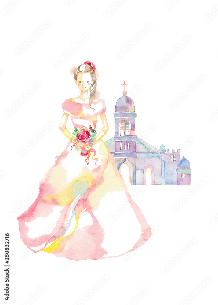 ピンクのドレスと教会 Stock イラスト Adobe Stock