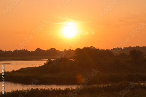 sunset over the lake