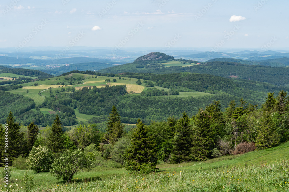 View from Wasserkuppe Hessen Landscape Germany.  It is a mountain within the German state of Hesse and is the highest peak in the Rhön Mountains.