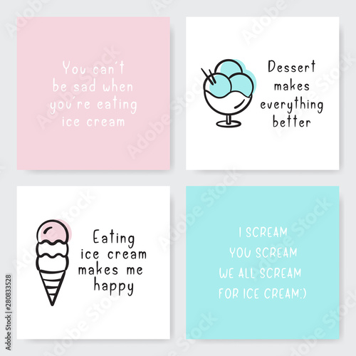 Ice cream icon cards set.