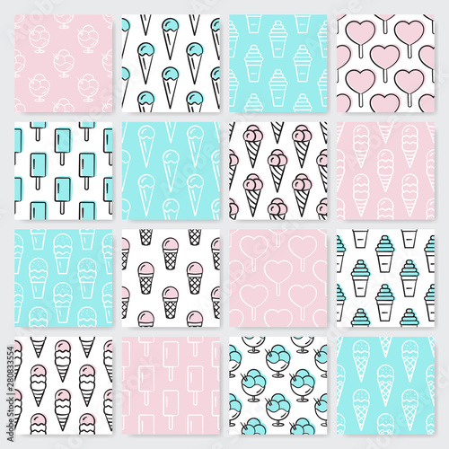 Ice cream icons seamless pa...