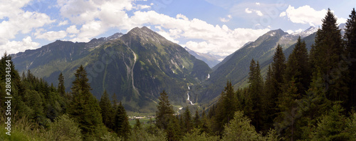 Krimml waterfalls panorama in Austria