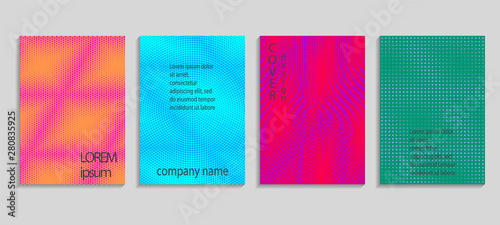 Minimal abstract vector halftone covers design. Future geometric template. Vector templates for placards, banners, flyers, presentations and reports