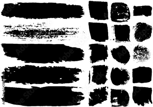 Set of black brush strokes with a dry brush