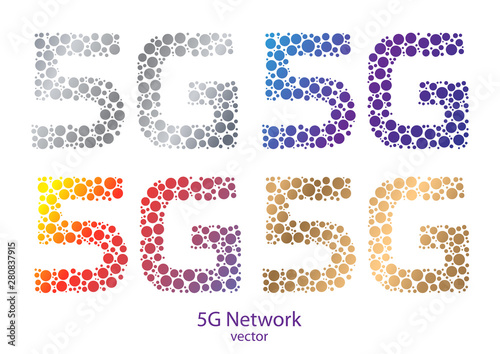 Set of logos 5G vector .New mobile communication technology .High Speed Internet.