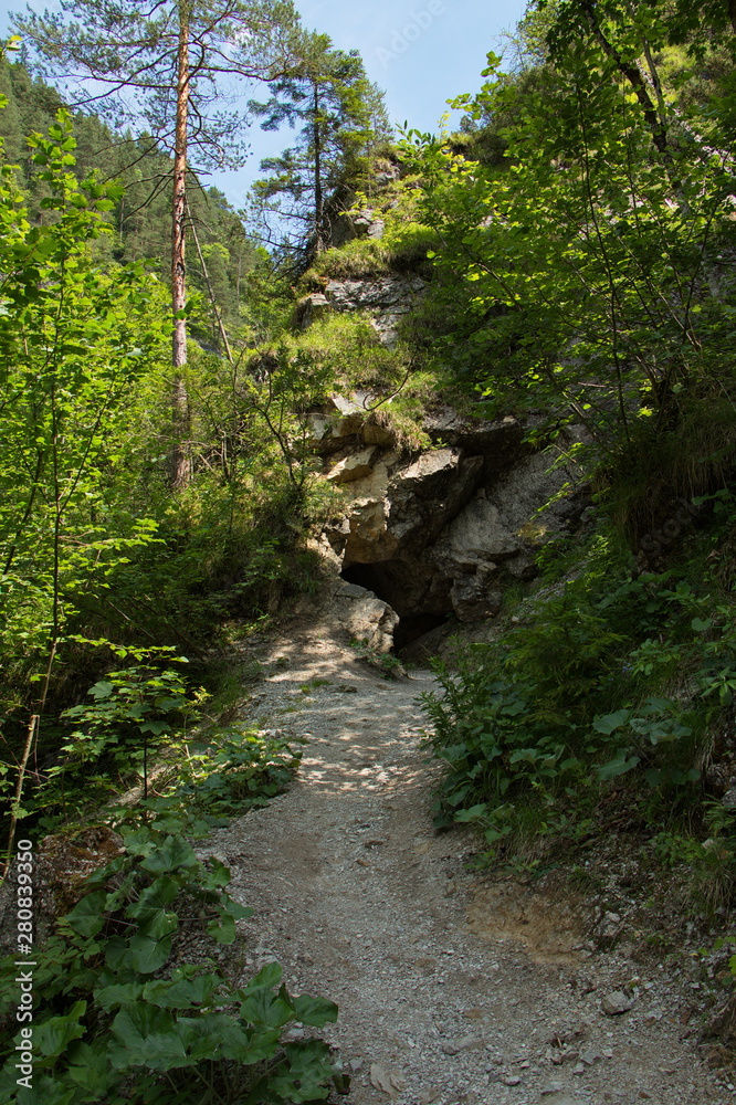 Hiking trail in Oetschergraben near to the Oetscher in Austria, Europe