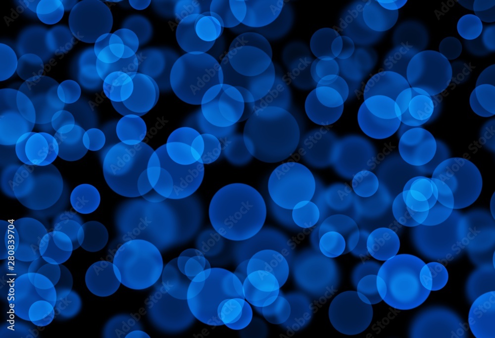 Blue bokeh circles on black background Blue bokeh circles on black background