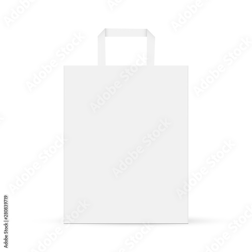 Cardboard rectangular bag mockup isolated on white background. Vector illustration