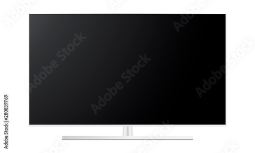 White wide TV screen mockup - front view. Vector illustration