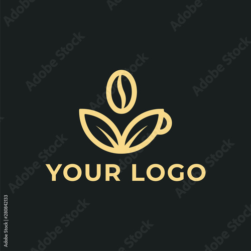 coffee cup logo template combined with leaf shape